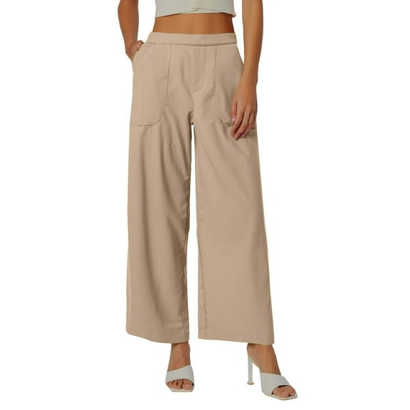 Pants for Women Thin Breathable Linen Pants High Waisted Loose Fit Solid Spring Summer Trousers Light Blue L