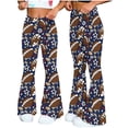 thumbnail image 1 of Pants for Women Trendy,Women's Flare Yoga Leggings High Waisted Game Day Football Palazzo Wide Leg Pants Bell Bottoms, 1 of 9