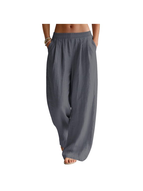 Pants for Women Wide Leg Long Lounge Travel Trousers With Pocketes