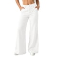 thumbnail image 1 of Pants for Women Wide Leg Pants Casual High Waist Loose Straight Long Pants with Pocket Elastic Waist Solid Palazzo Pants Comfy Loose Fit Dress Pants, 1 of 7