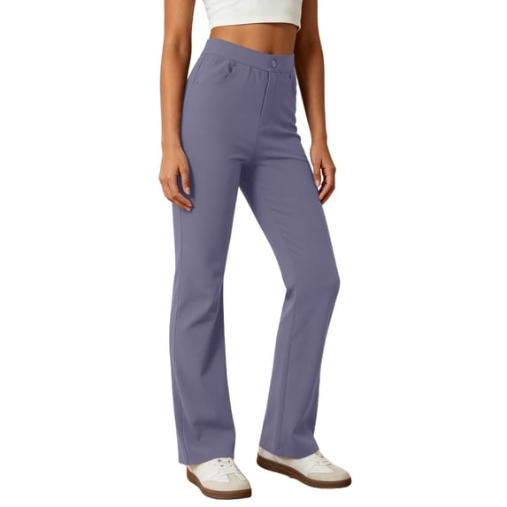 Pants for Women Wide Leg Pants Solid Color Elastic Waist Drawstring Wide Leg Yoga Pants Casual Stretchy Pants Comfy Fit Pants with Pockets