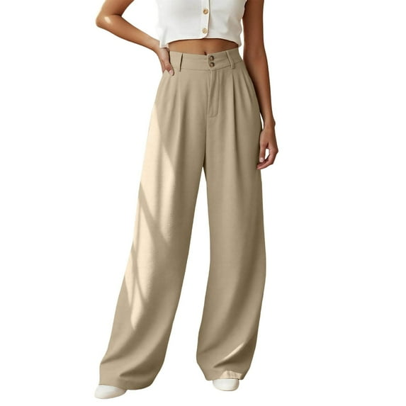 Pants for Women Wide Leg Pants Woman High Waist Casual Pants European And Solid Color Corduroy Spliced Slit Hem Trousers For Women