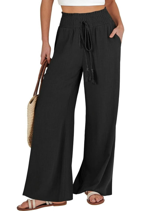 Pants for Women Wide leg Linen Pants High Waist Wide Leg Trousers Trendy Lounge Pant with Pockets (Available in Plus Size)