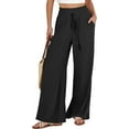 thumbnail image 1 of Pants for Women Wide leg Linen pants High Waist Wide Leg Trousers Trendy Lounge Pant with Pockets, 1 of 10