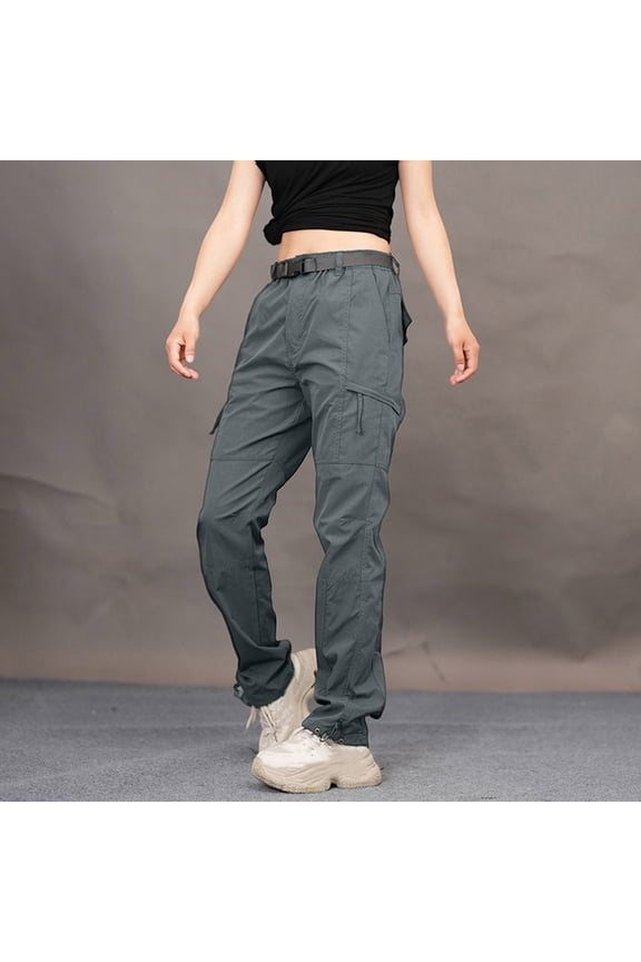 Pants for Women Windproof Waterproof Outdoor Straight Leg Hiking Casual Multi Bag Work Pants,Womens Pants Gray M
