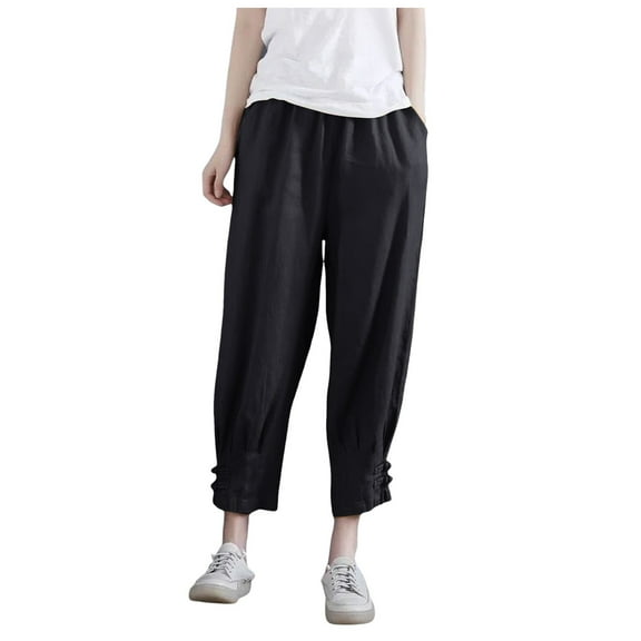 Pants for Women Women Casual Pants Black Trousers for Women Comfy Pants Elastic Pants for Women with Pockets Fall Pants for Women 2025