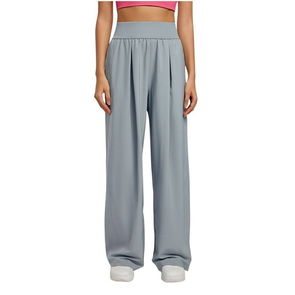 Pants for Women, Women High Waisted Thin Straight Loose Wide Legged Sweatpants Fitness Yoga Pants Black