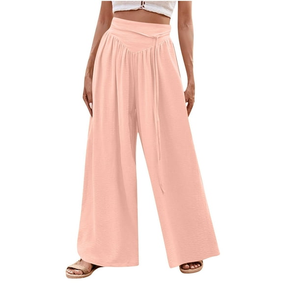 Pants for Women, Women Summer Pants Adjustable Drawstring Tummy Control Yoga Trousers Wide Leg High Waisted Workout Sweatpant Clothes