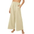 Pants for Women Women's Cotton And Linen Solid Color High Waisted Loose