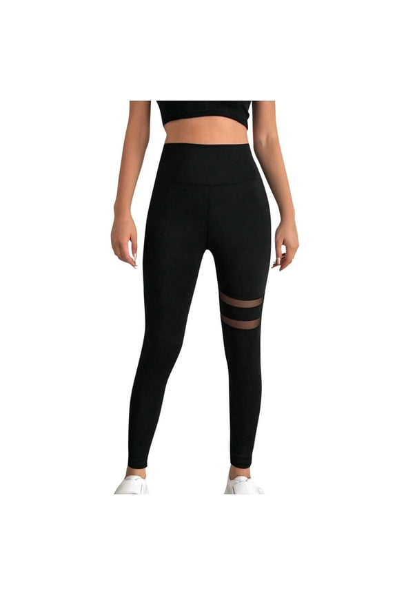 Pants for Women, Women's High Waist Leggings Mesh Patchwork Yoga Pants Tummy Control 4 Way Stretch Workout Yoga Leggings