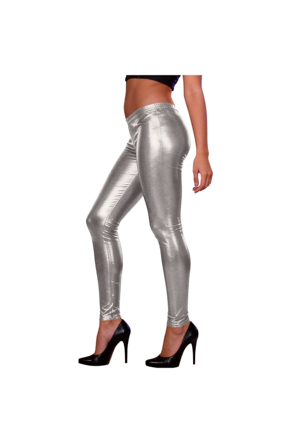 Pants for Women, Women's Metallic Wet-Look Sleek Clubwear Shiny Faux-Leather Legging