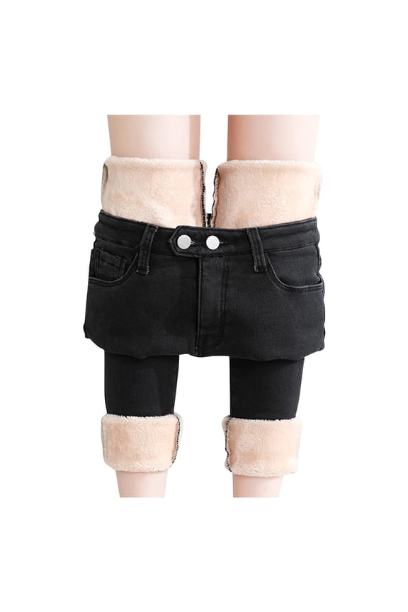 Pants for Women Womens Fleece Lined thermal Winter High Waisted Thick Flannel Pants Slim Fit Stretch Warm Jeggings Black 12(XXL)