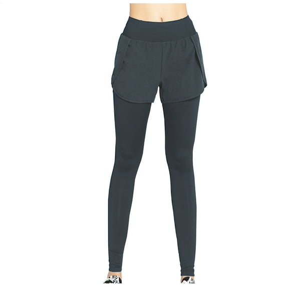 Pants for Women Womens High Waist Workout Yoga Pants 2 in 1 Stretchy Athletic Running Fitness Jogger Leggings with Pockets