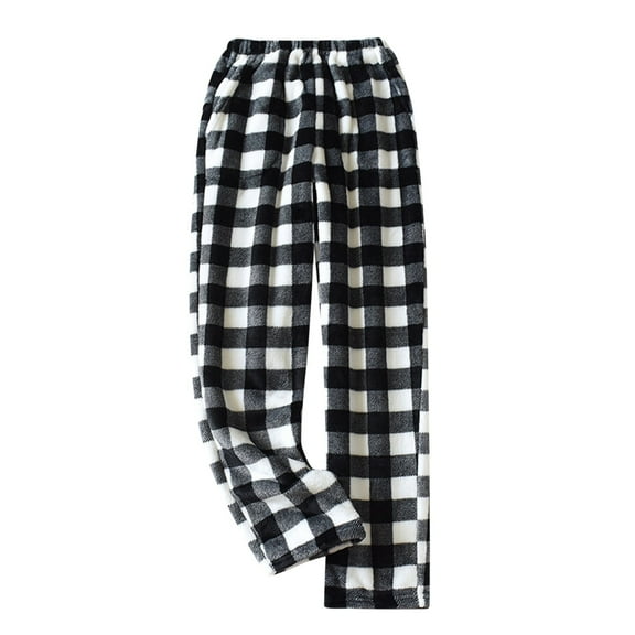Pants for Women Womens' Soft Flannel Plaid Pajama Trousers With Pockets Slacks for Women Black L