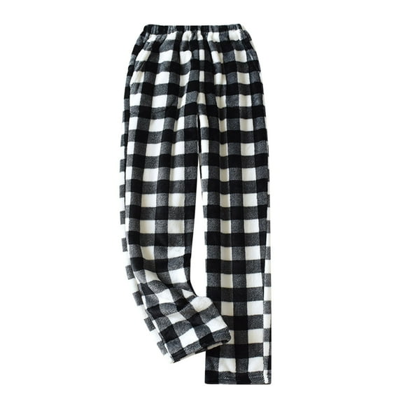Pants for Women Womens' Soft Flannel Plaid Pajama Trousers With Pockets Slacks for Women Black L