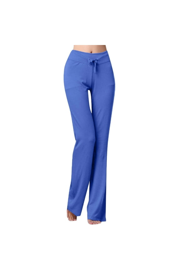 Pants for Women Womens' Straight Leg Comfy Drawstring Lounge Running Long Active Sweat Yoga Pant Womens Slacks Blue L