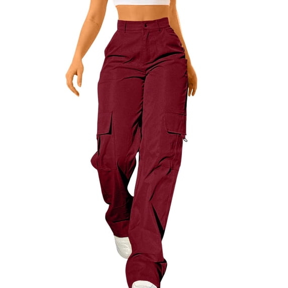 Pants for Women Work Casual Solid Printed Elastic Belt Waist Mid Three Quarter Trousers With Pockets Palazzo Wide Leg Pants