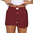 thumbnail image 1 of Pants for Women Work Cute Soft Elastic Low Waist Plaid Print Button Front Pajama Boxer Sleep Shorts Palazzo Wide Leg Pants, 1 of 7