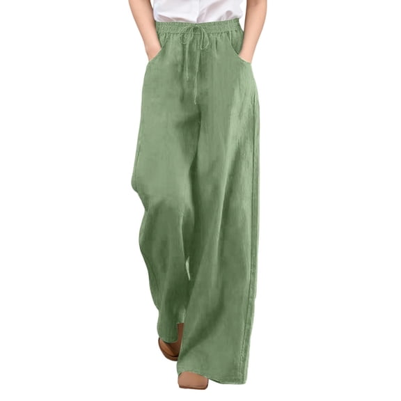 Pants for Women with Drawstring Baggy Lightweight Trousers High Waisted Loose Fit Sports Ladies Casual Slacks