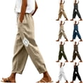 thumbnail image 1 of Pants for Women with Pockets 100% Cotton Fashion Elastic Waist Cropped Pants, 1 of 8