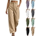 thumbnail image 1 of Pants for Womens Neewe Women's Straight Wid Leg Pants Button Slim Waist Casual Trousers Pants with Pockets Multicolor S-2Xl, 1 of 8