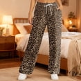 thumbnail image 1 of Pants fot Women Leopard Full Print Drawstring Pants Women Casual Straight Leg Pants (Brown1 XXL), 1 of 5