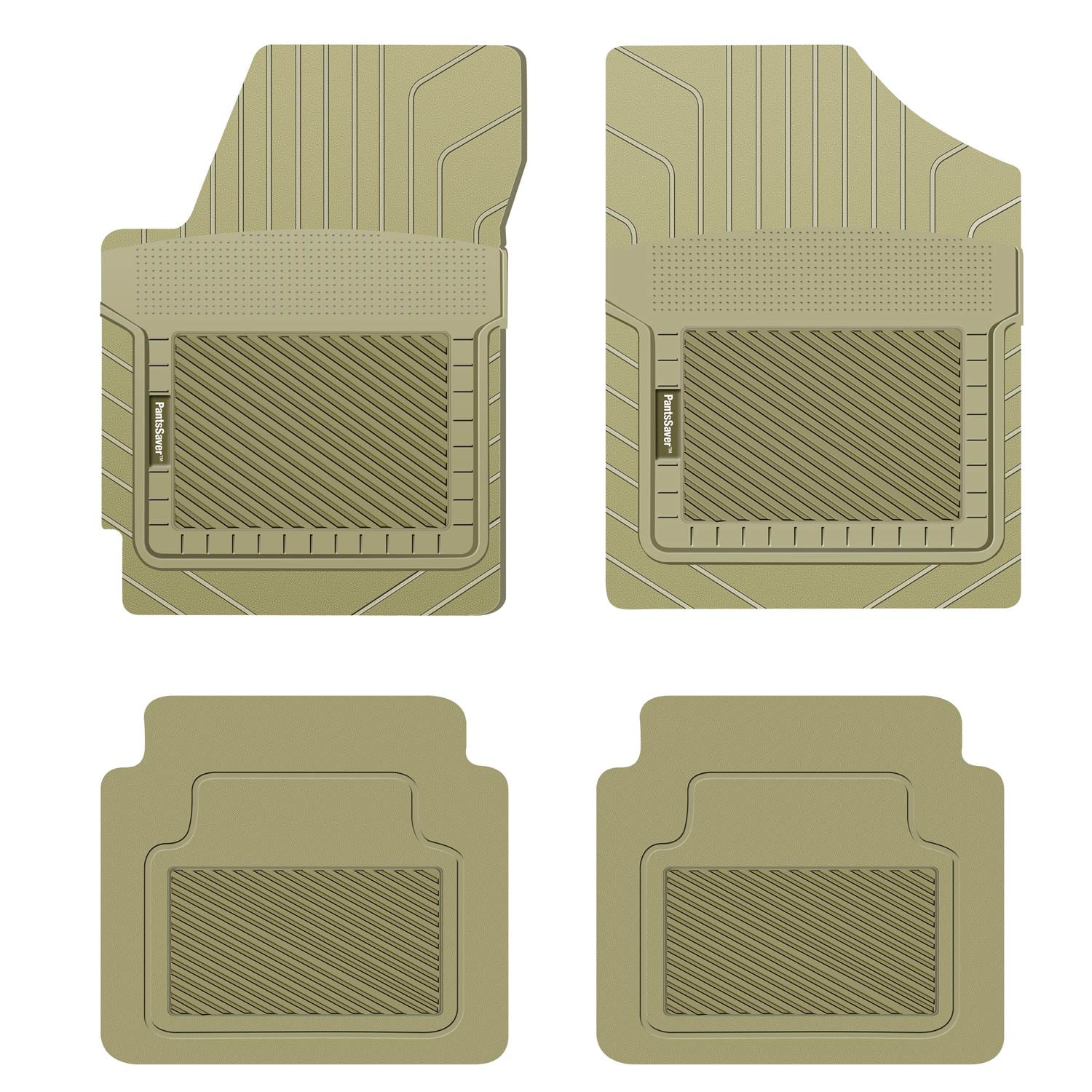 PantsSaver Custom Fit Car Floor Mats for Ram 2500 2018, 4 pc, All Weather Protection for vehicles, Heavy Duty Weather Resistant Plastic,Tan