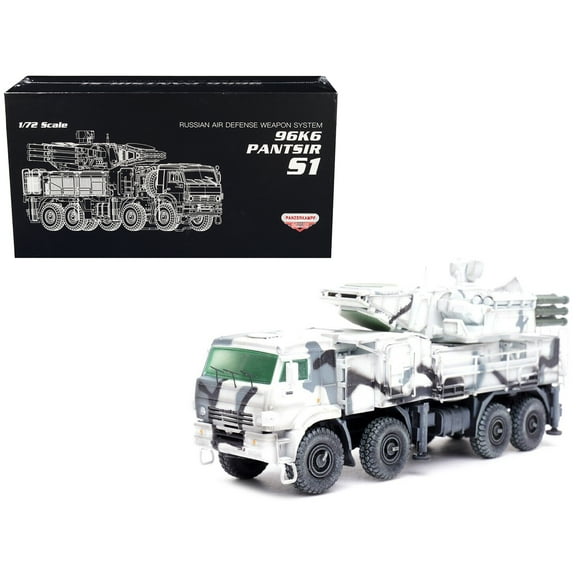 Pantsir S1 96K6 Self-Propelled Air Defense Weapon System Winter Camouflage "Armor Premium" 1/72 Diecast Model by Panzerkampf
