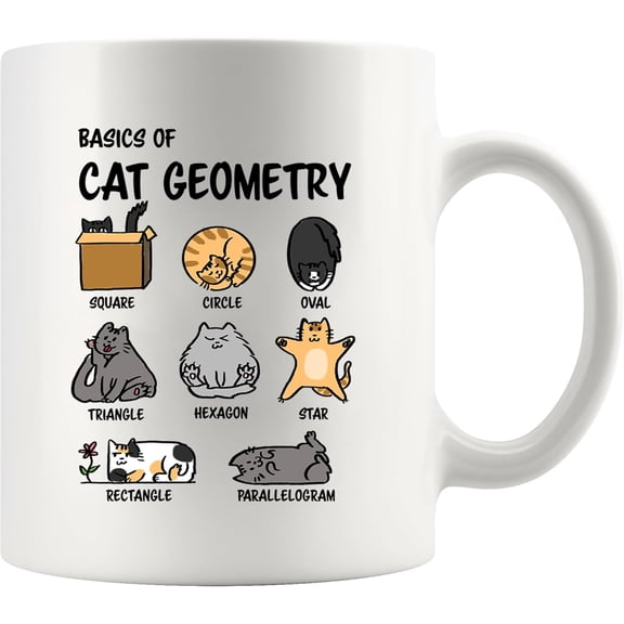 Panvola Basics Of Cat Geometry Cat Lover Gifts Mom Dad Girlfriend Boyfriend Sister Brother Pet Owner Funny Pet Lover Novelty Drinkware Ceramic Mug 11 oz White