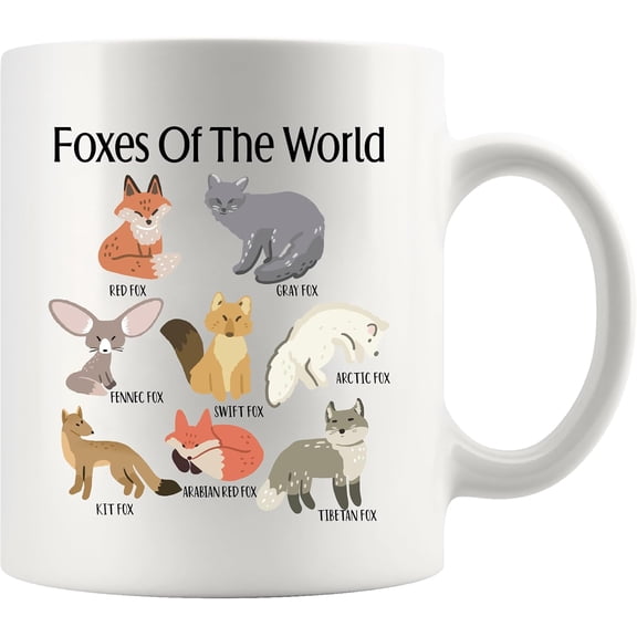 Panvola Foxes Of The World Fox Lover Gift For Men Women Animal Lovers Novelty Drinkware Ceramic Mug 11 oz White