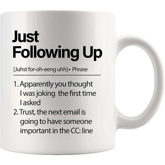 Panvola Just Following Up Definition Mug Boss Gifts To Employee Coworker Employer Sarcastic Office Ceramic Coffee Mug 11 oz White