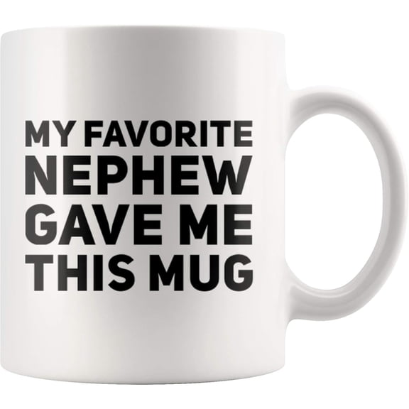 Panvola My Favorite Nephew Gave Me This Mug Gift To Uncle Auntie Mother's Day Father's Day New Aunt Gifts Funcle Ceramic Coffee Cup (White, 11 oz)