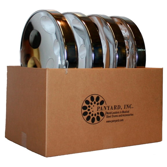 Panyard Jumbie Jam Educator's Steel Drum 4-Pack with Floor Stands Chrome