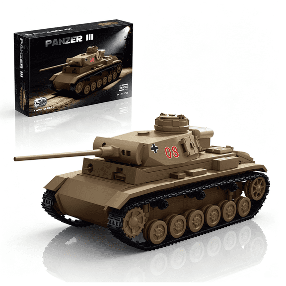Panzer III Tank Building Sets, Compatible with Lego Military, Collection Building Block for History Enthusiasts & Adult