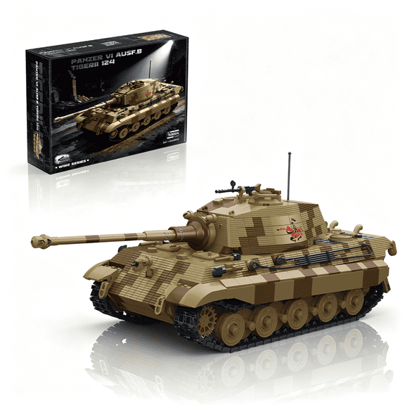 Panzer VI Ausf.B Tiger II 124 Heavy Tank Building Sets, Compatible with Lego Military, Collection Building Block for History Enthusiasts & Adult