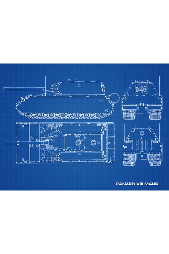 Panzer VIII Maus Super-Heavy Tank Blueprint Plan Extra Large XL Wall Art Poster Print