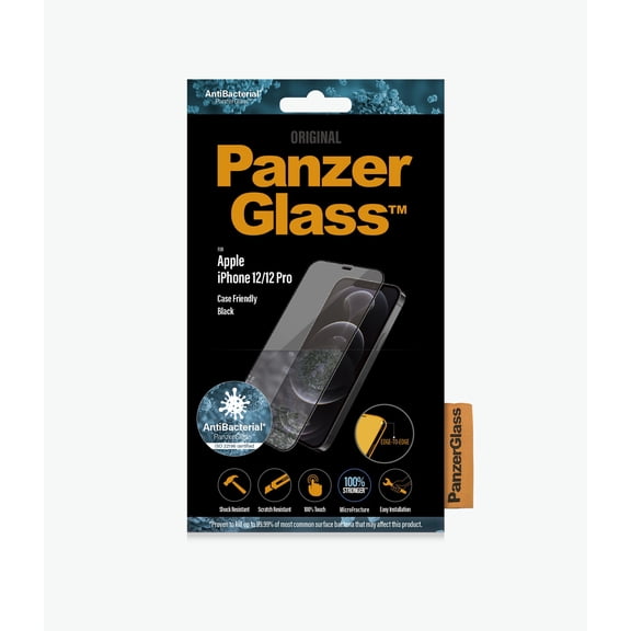PanzerGlass iPhone 12/12 Pro Screen Protector, Black