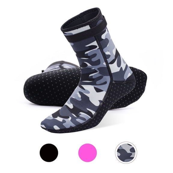Panzexin 3mm Neoprene Diving Socks, Non-Slip Wetsuit Booties for Snorkeling, Swimming, Diving, Surfing & Beach Sports