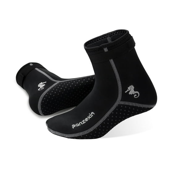 Panzexin 3mm Neoprene Diving Socks, Non-Slip Wetsuit Booties for Snorkeling, Swimming, Diving, Surfing & Beach Sports