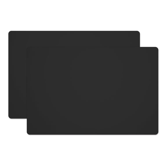 Panzexin 2-Pack Food-Grade Silicone Mats, Non-Slip, Heat-Resistant & Waterproof, 23.6" x 15.7" Table Placemats, Dough Mats- Black
