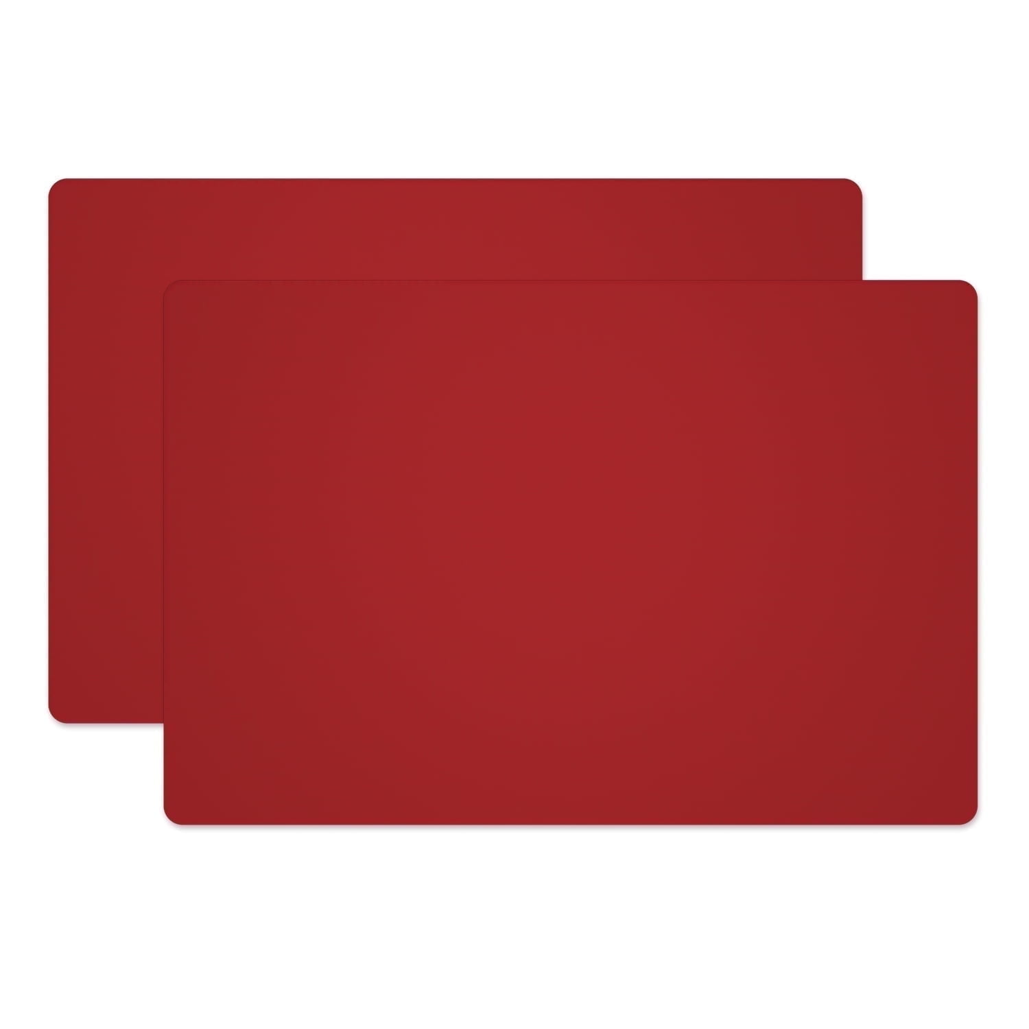 Panzexin 2-Pack Food-Grade Silicone Mats, Non-Slip, Heat-Resistant & Waterproof, 23.6" x 15.7" Table Placemats, Dough Mats- Red