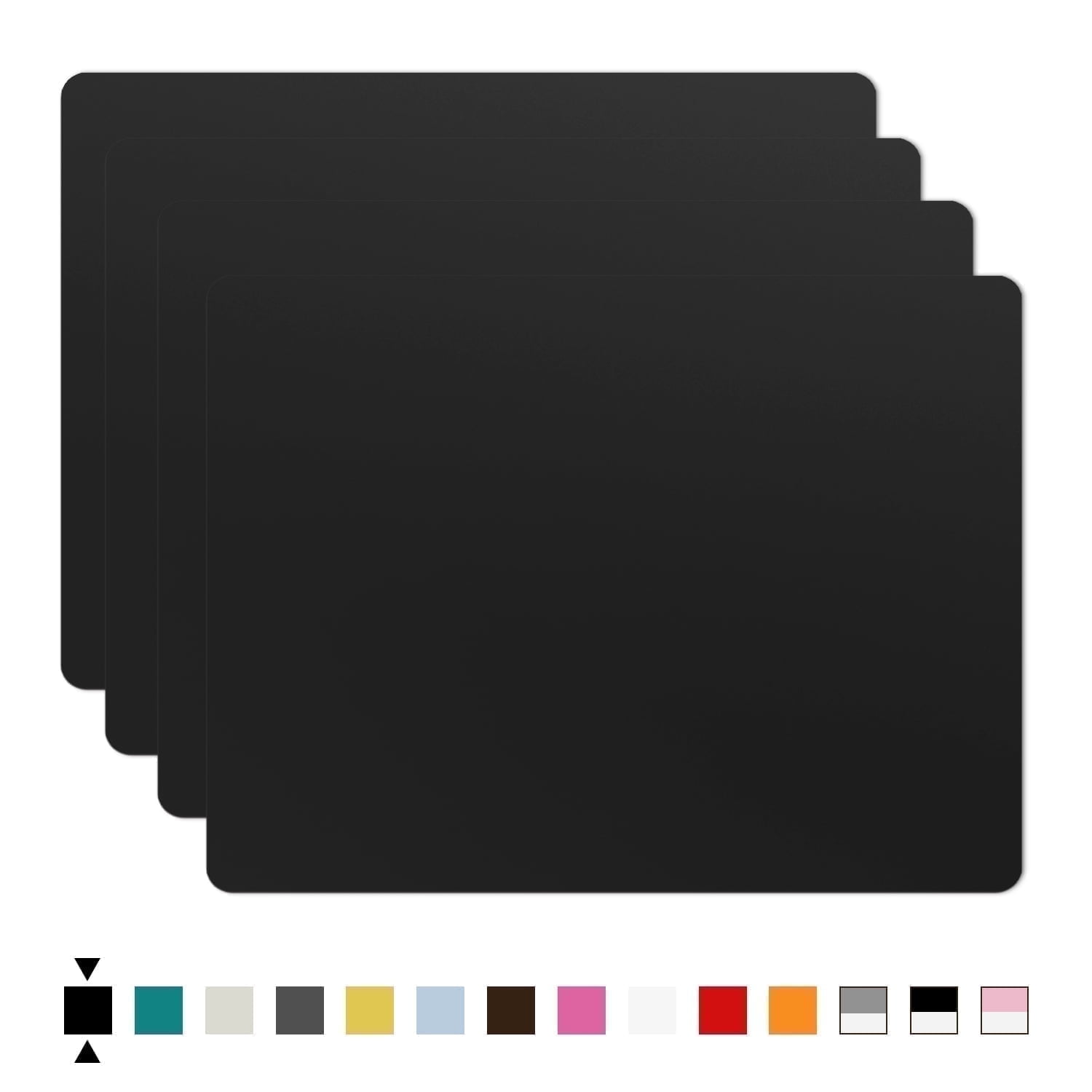 Panzexin 4-Pack Food-Grade Silicone Mats, Non-Slip, Heat-Resistant & Waterproof, 15.7" x 11.8" Table Placemats, Dough Mats- Black