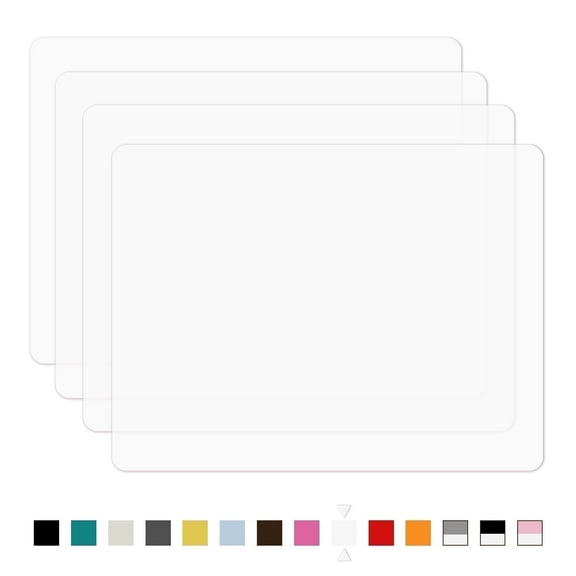 Panzexin 4-Pack Food-Grade Silicone Mats, Non-Slip, Heat-Resistant & Waterproof, 15.7" x 11.8" Table Placemats, Dough Mats- Clear