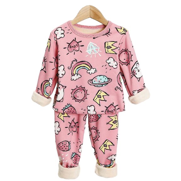 Paokuoon Boys Girls Underwear Set Toddler 1-12T Thermal Long Johns Fall Winter Fleece