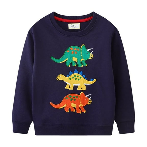 Paokuoon Kids Boys Sweatshirt Toddler Pullover Tops Long Sleeve Cartoon Dinosaur Sweatsuit for 1-8 Years