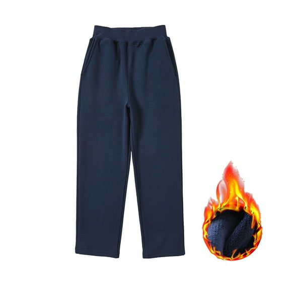 Paokuoon Kids Pants Toddler Trousers Winter Straight Fleece Padded Thick Elastic Waist Jogger Pants for 5-19 Years