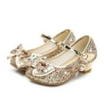 thumbnail image 1 of Paokuoon Little Girls Bowknot Dress Shoes Sequins Princess Heels Shoes Party Wedding Flower Girls Flats Shoes for Kids Toddler, 1 of 8