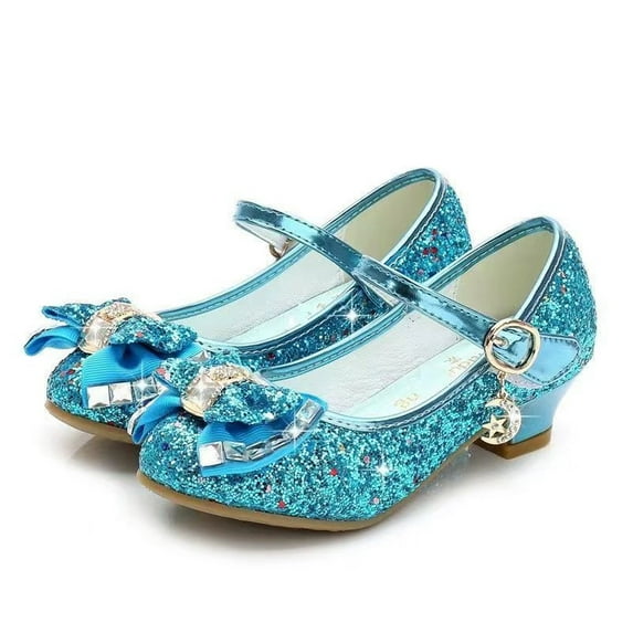 Paokuoon Little Girls Flower Princess Shoes Toddler Bowknot Dress Shoes Kids Heels Performance Sequins Flats Shoes