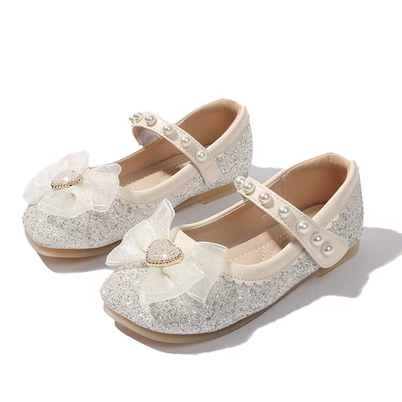Paokuoon Little Kids PU Leather Wedding Princess Dress Shoes Toddler Girls Bowknot Mary Jane Flats