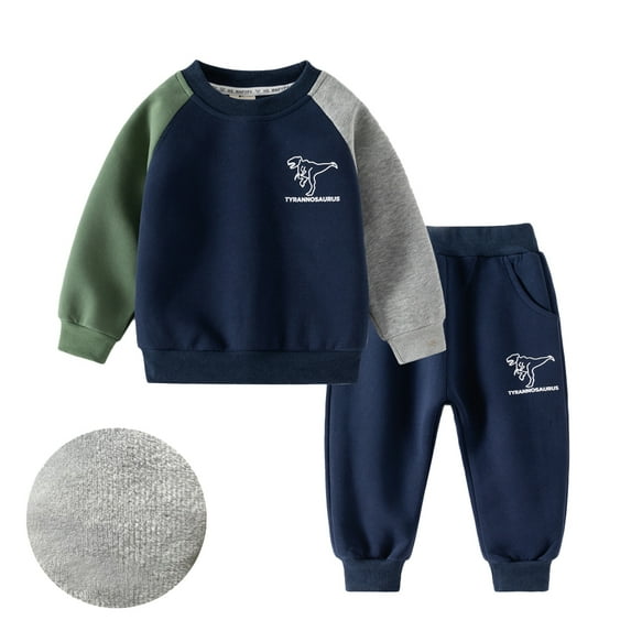 Paokuoon Toddler Boys 2 Piece Tracksuit Outfit Long Sleeve Dinosaur Print Sweatshirt Tops Jogger Pants Sweatsuit Outfits for 2-7 Years